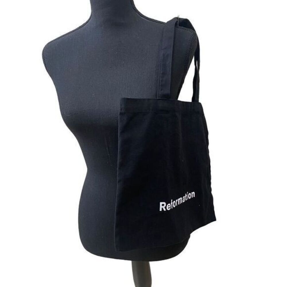 Reformation Black Canvas Medium Size Tote Bag